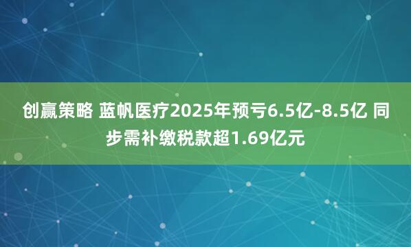 创赢策略 蓝帆医疗2025年预亏6.5亿-8.5亿 同步需补缴税款超1.69亿元