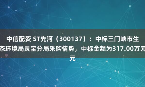 中信配资 ST先河（300137）：中标三门峡市生态环境局灵宝分局采购情势，中标金额为317.00万元
