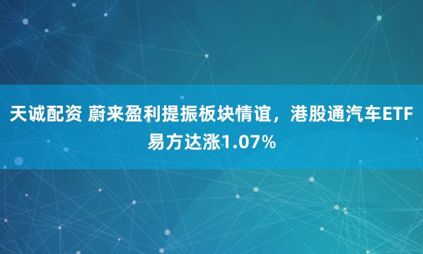 天诚配资 蔚来盈利提振板块情谊，港股通汽车ETF易方达涨1.07%